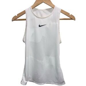 Nike Dri-FIT White Camo Open Back Tank Top XS Mesh Athletic Workout Top